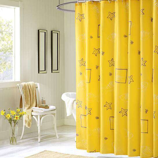 Shower Curtain Anemone Yellow - Stylish Bathroom Decor - Image 2