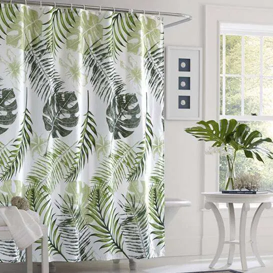 Shower Curtain Tropical Leaves -  Stylish Bathroom Decor - Image 2