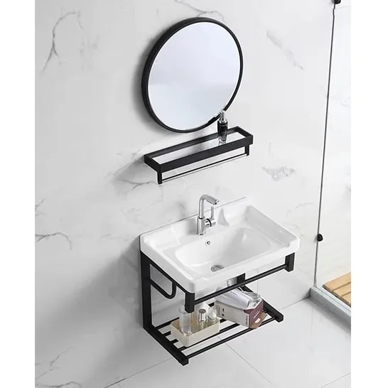Cool Basin with Towel Rack and Mirror 600x400mm - Image 2